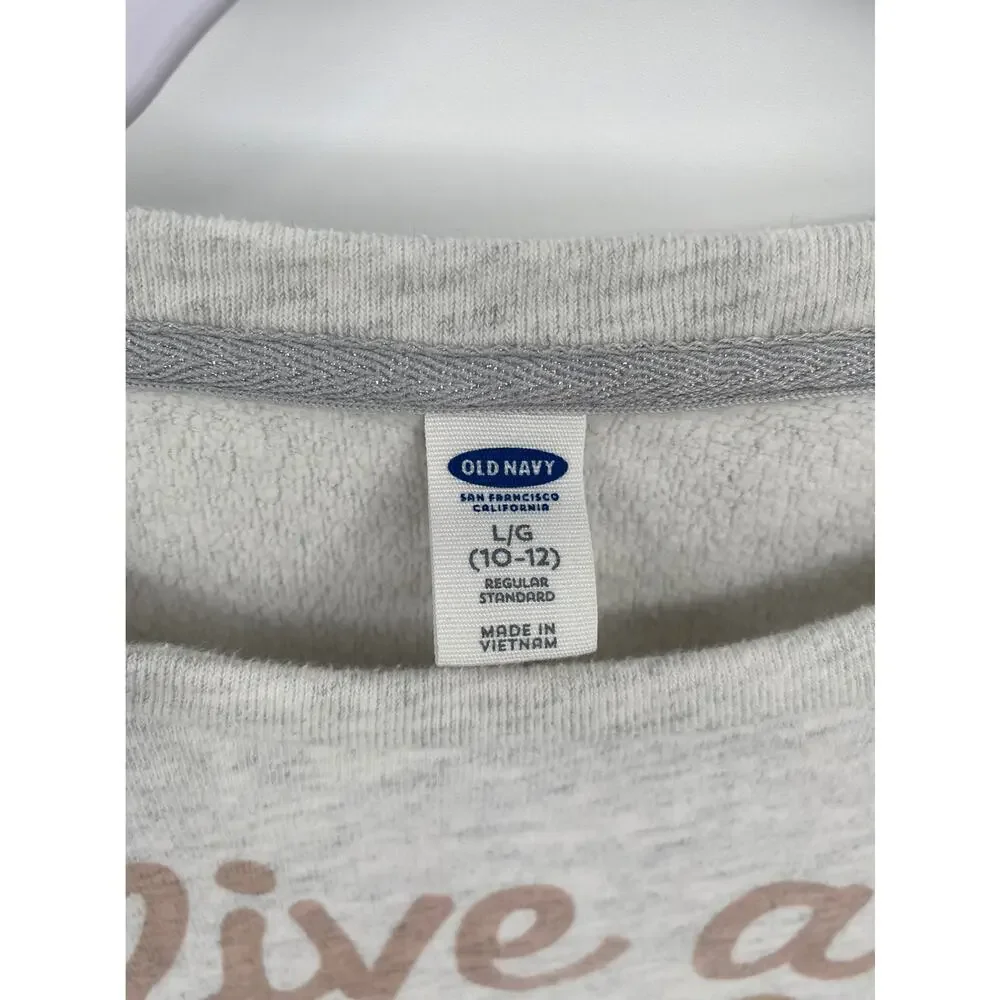 Old Navy Live A Colorful Life Statement Tee Gray Girl's Size Large 10-12